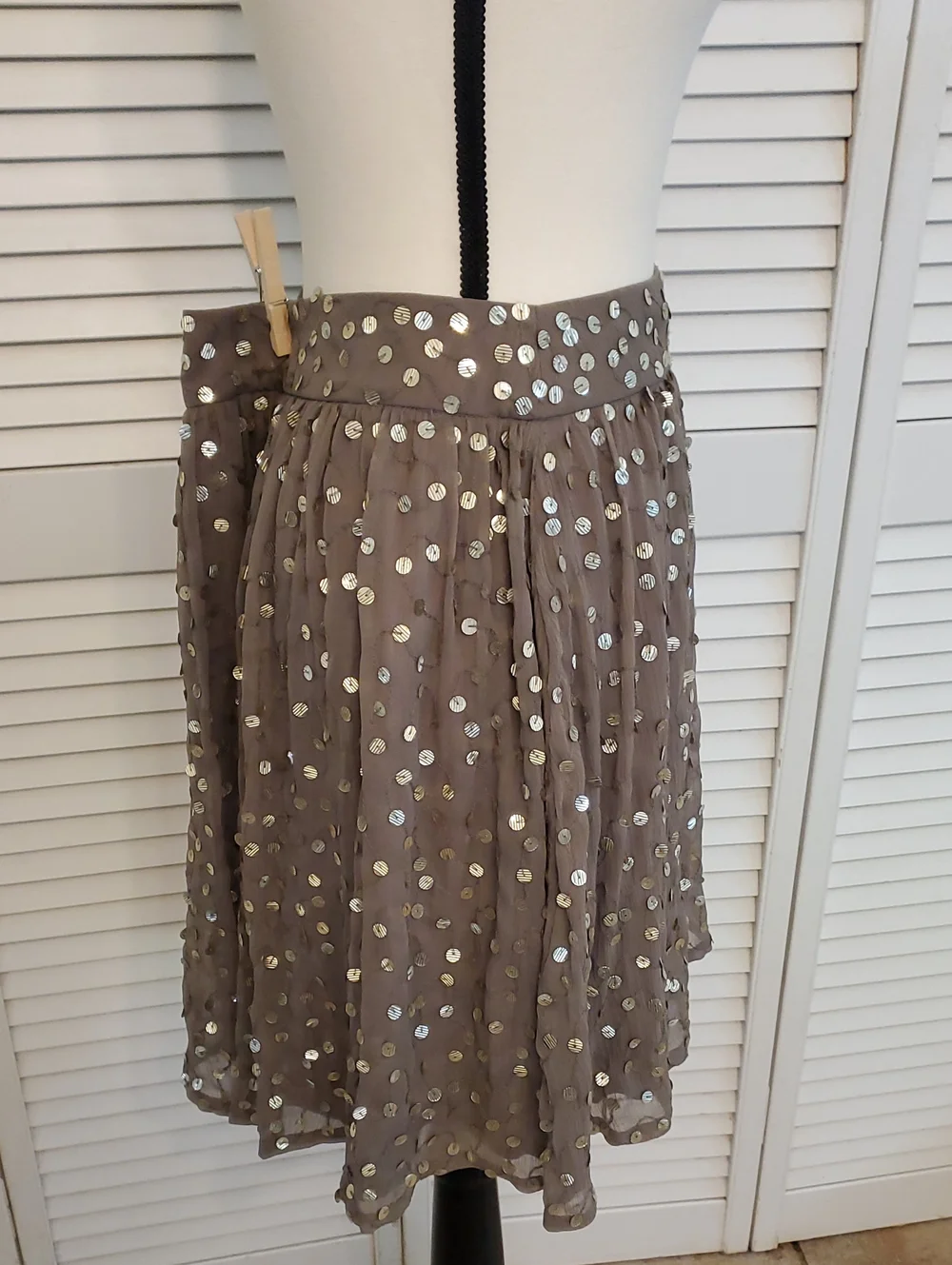 Reiss Lina Sequin Full Skirt NWT Mocha Gold Whimsical Fairy, Size 6